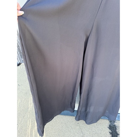 Rehab Sz M Pink & Gray sleeveless Mesh Top Chiffon wide leg Jumpsuit Sexy Club - Picture 4 of 10